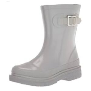 Chooka Ballard Mid Gray Rubber Rain Boots Women's US 8 Buckle Accent